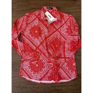 Jogal Men’s Red Bandana Print NWT Long Sleeve Size M